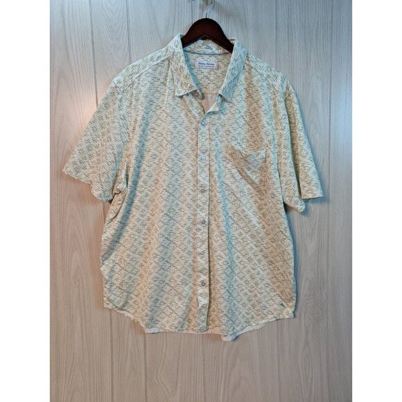 Tommy Bahama The San Lucio Stretch Shirt Sz XXL 3XL Green Geometric Pattern - Picture 1 of 7